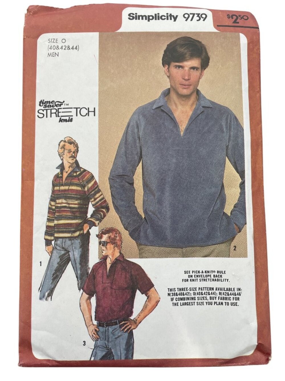 Vintage 80s Simplicity 9739 Sewing Pattern Size 40-42-44 Mens Pullover Retro CUT